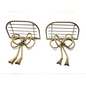 Vintage Gold Metal Bow Wall Shelves, Pair of Twisted Bow Tassel, Set of 2 Cottag